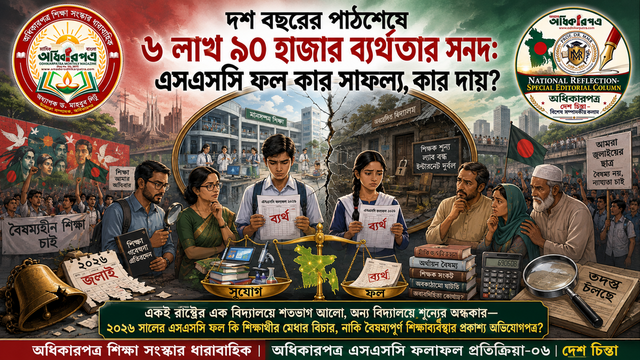দশ বছরের পাঠশেষে ৬ লাখ ৯০ হাজার ব্যর্থতার সনদ: এসএসসি ফল কার সাফল্য, কার দায়? │অধিকারপত্র এসএসসি ফলাফল প্রতিক্রিয়া-০৬